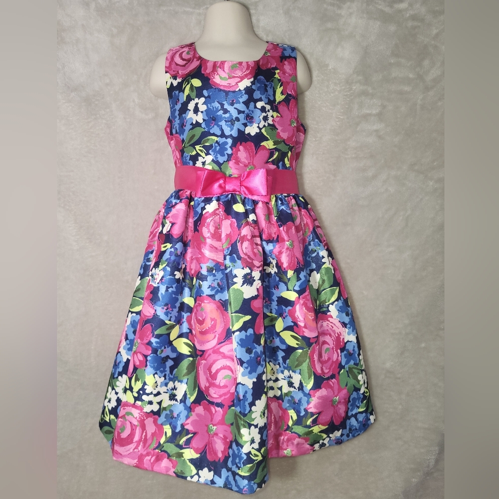 Bonnie Jean Blue and Pink Floral Dress